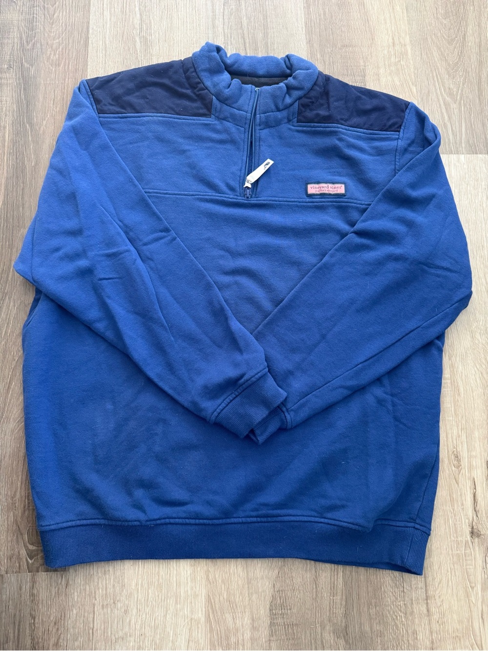 Vineyard Vines Men's Royal Blue Quarter-Zip Pullover with Navy Shoulders